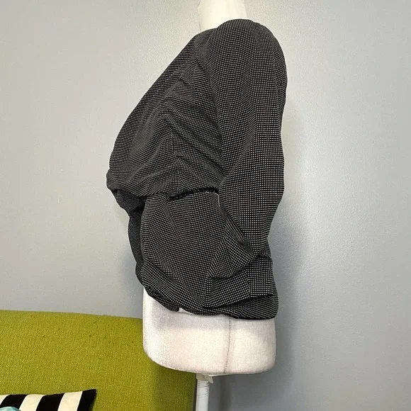 H&M Black White Dot Ruched Open Blazer Jacket 6 - Picture 3 of 6